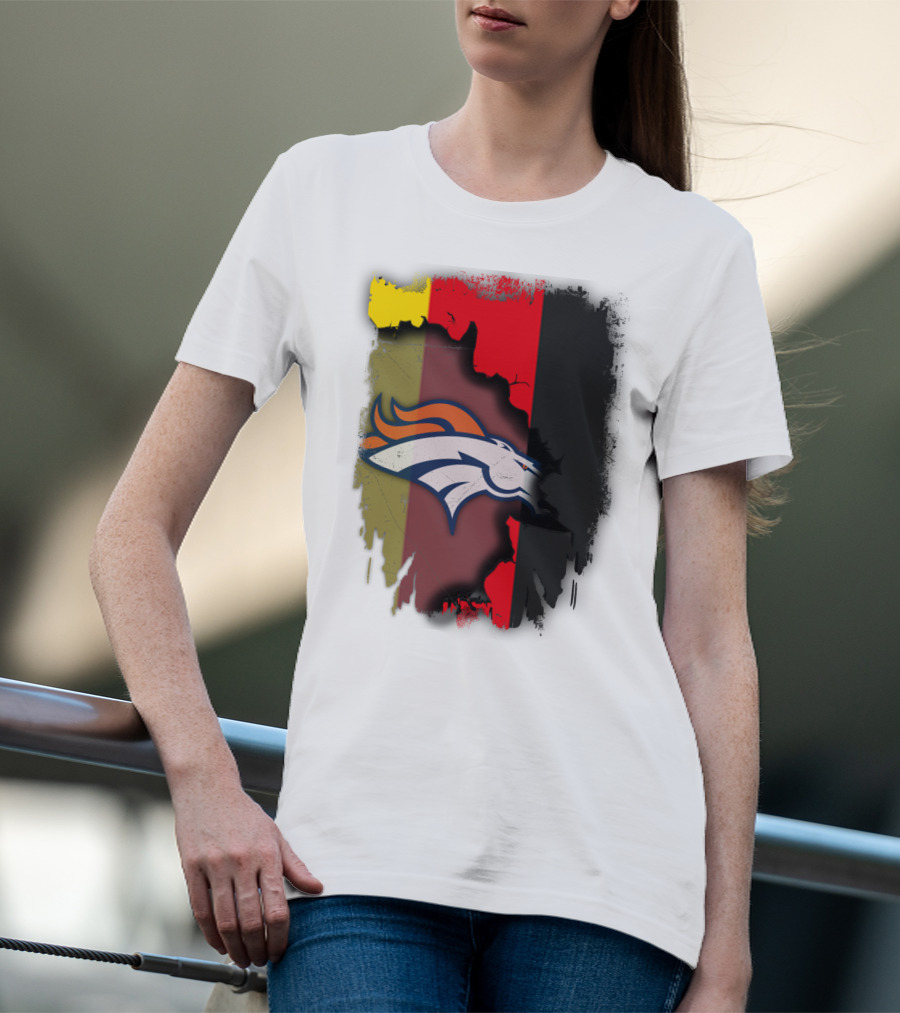 Germany Flag With Broncos Logo Together T-Shirt