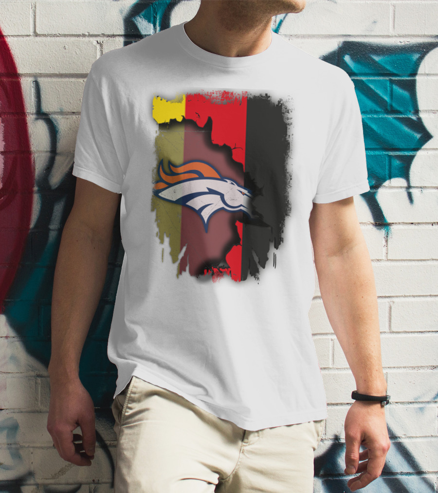 Germany Flag With Broncos Logo Together T-Shirt
