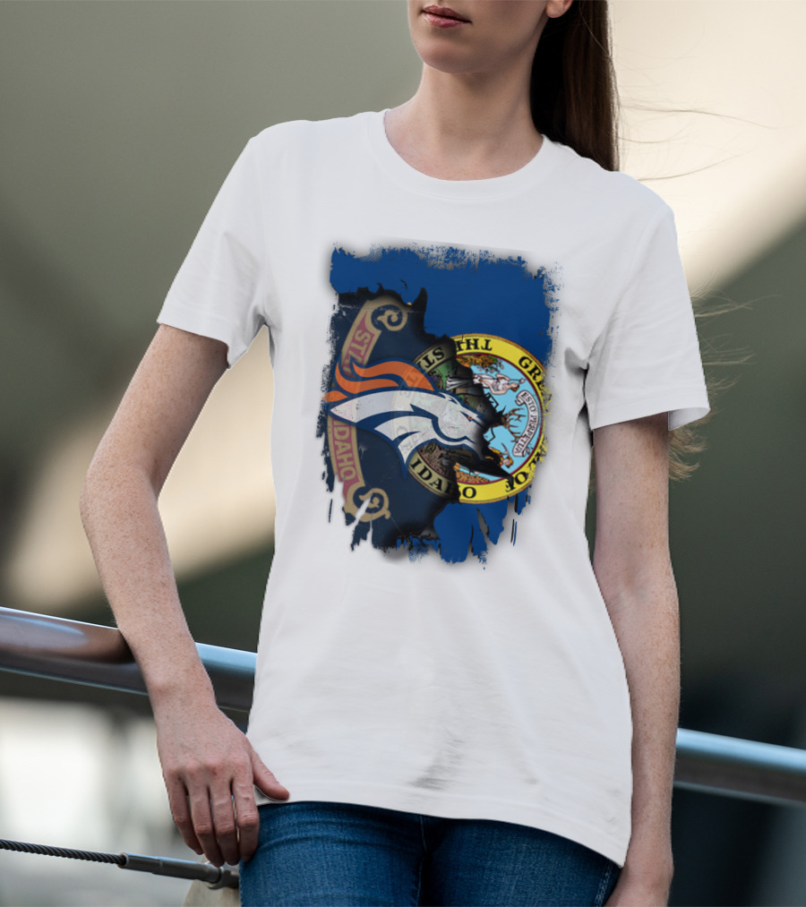 Idaho State Pride With Denver Broncos Emblem T-Shirt