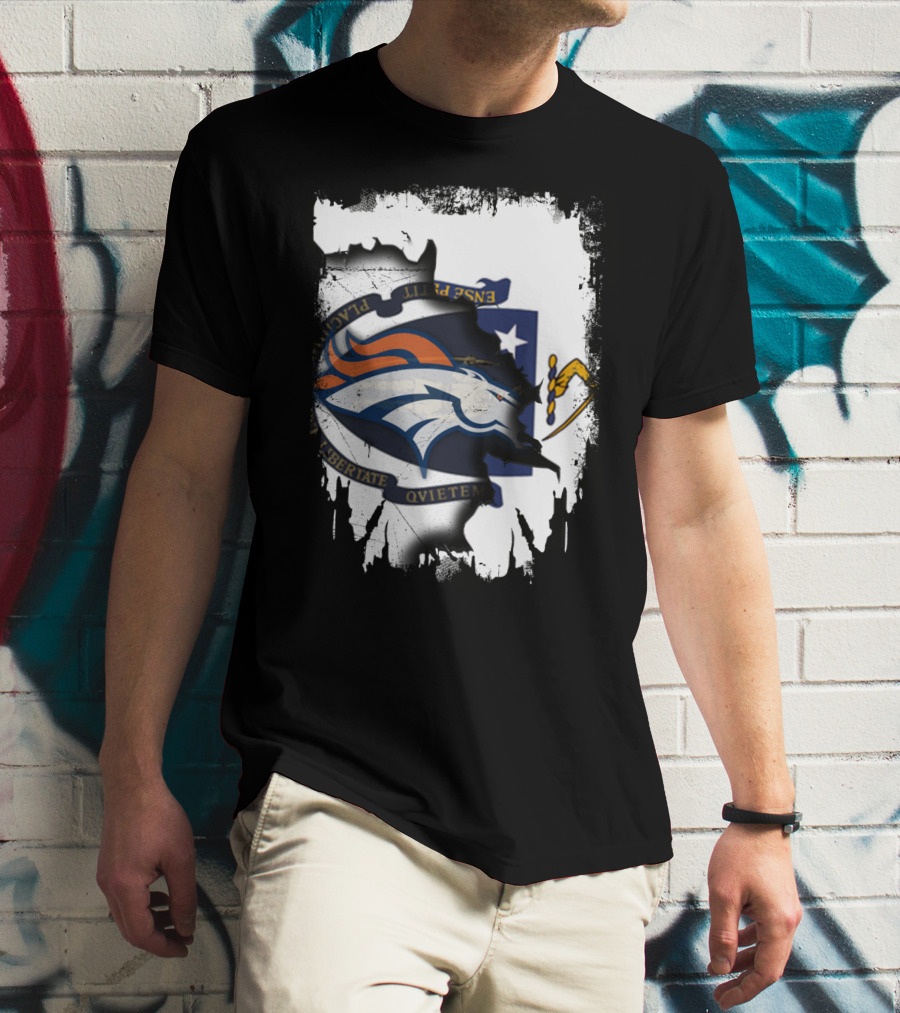 Together Massachusetts With Denver Broncos Logo And Massachusetts State Seal T-Shirt