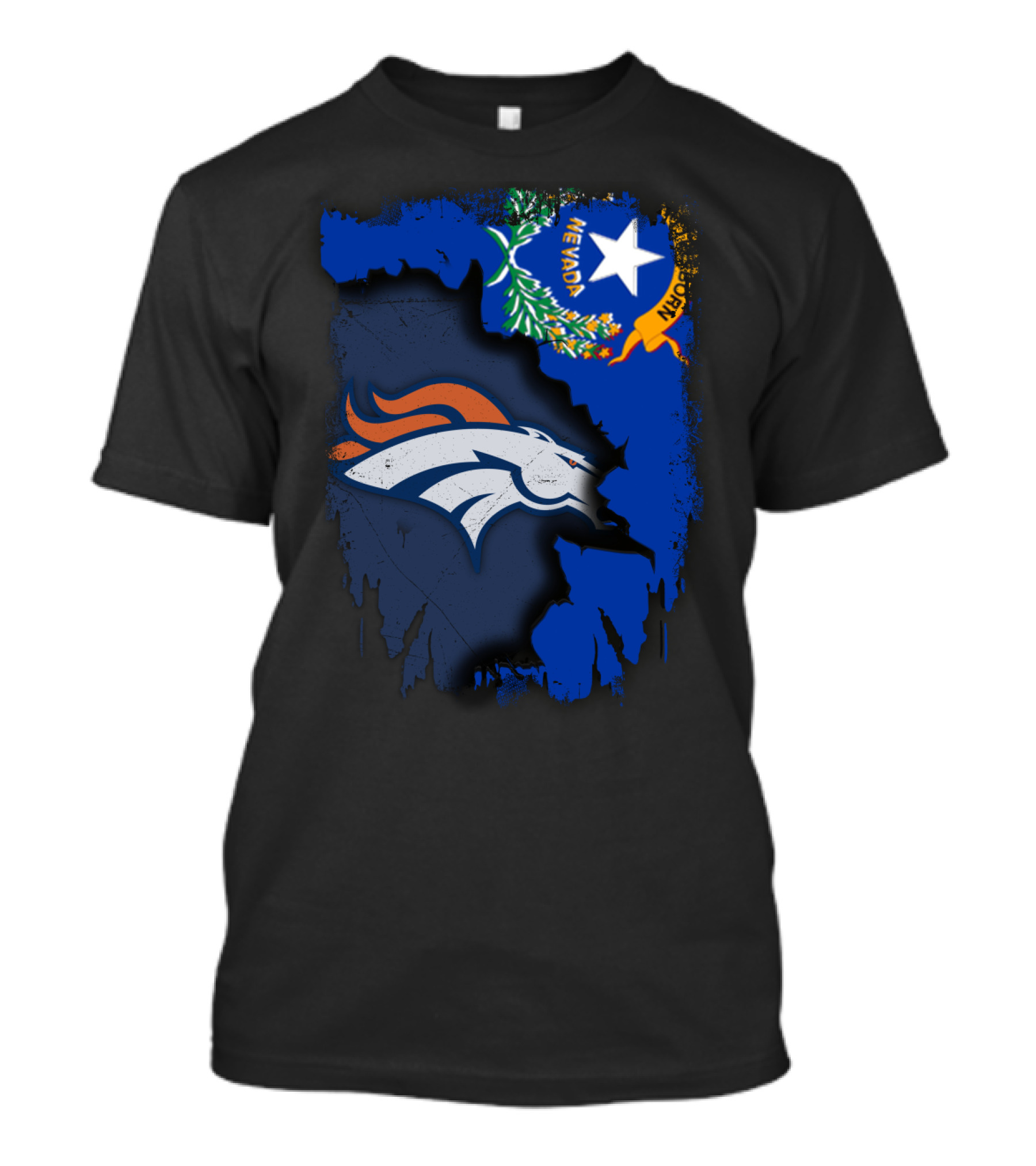 Nevada Proud With Broncos Spirit And State Flag T-Shirt