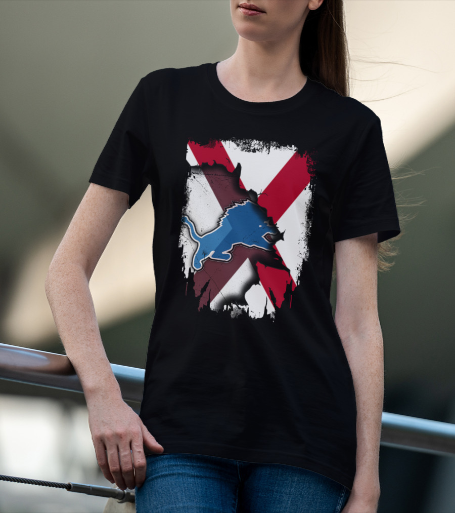 Together Alabama With Lions Detroit Football Fusion T-Shirt