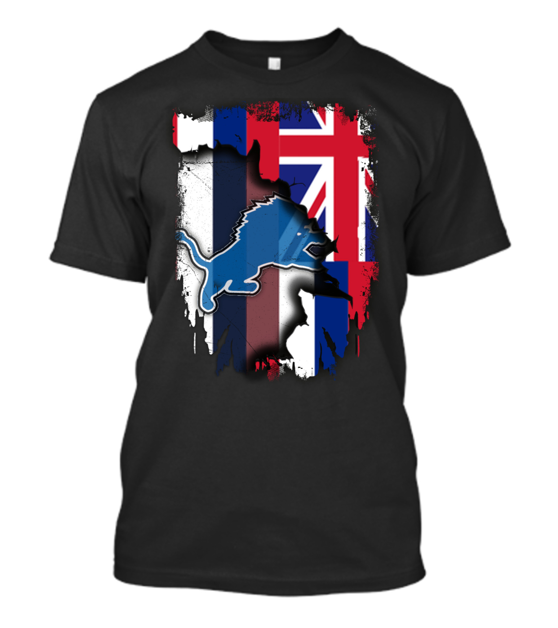 Hawaii Union Jack Detroit Lions Collaboration T-Shirt