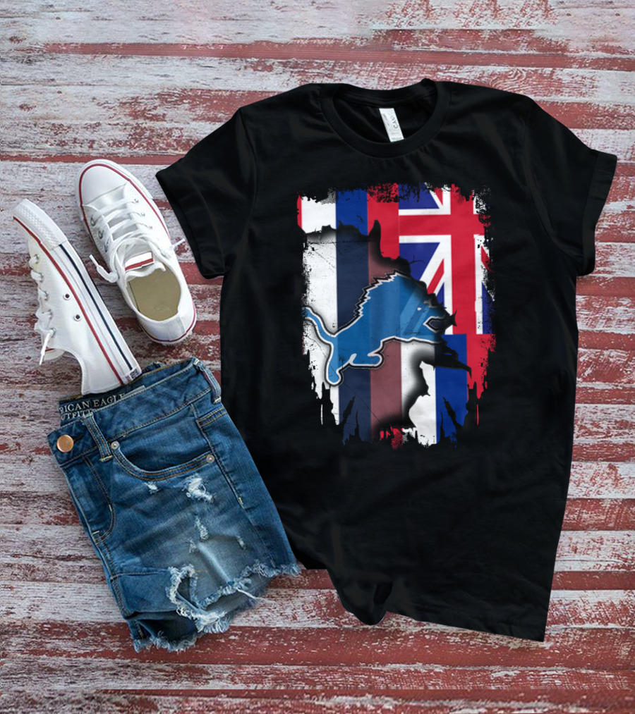 Hawaii Union Jack Detroit Lions Collaboration T-Shirt