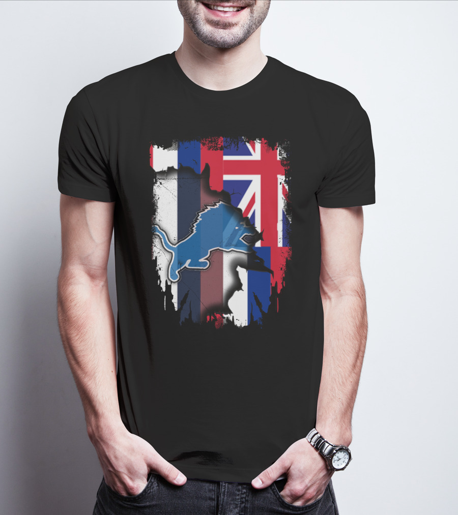 Hawaii Union Jack Detroit Lions Collaboration T-Shirt