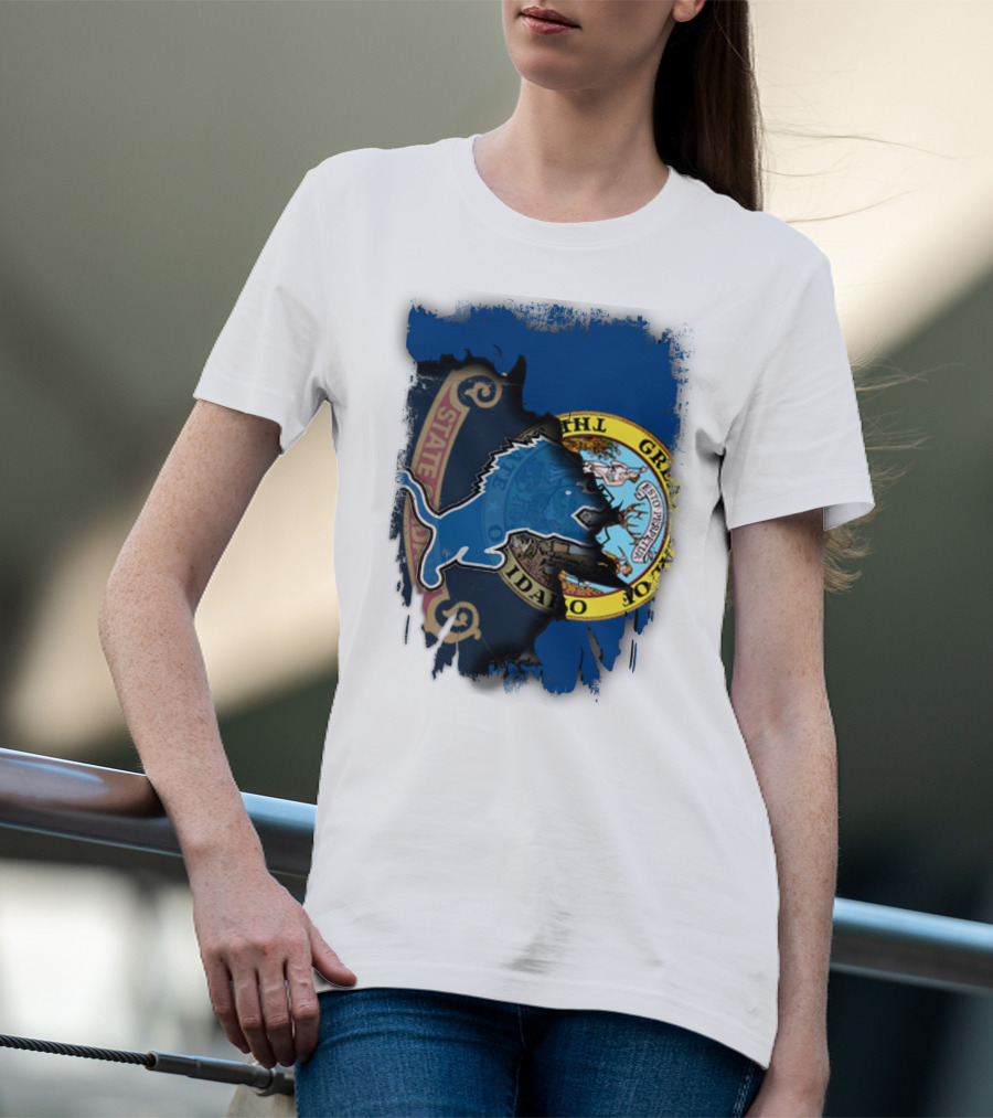 Idaho State Seal With Detroit Lions Collaboration T-Shirt