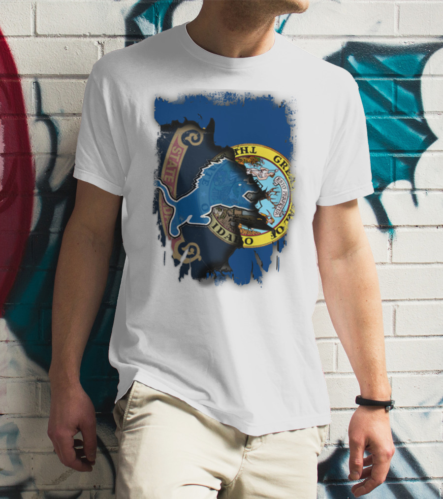Idaho State Seal With Detroit Lions Collaboration T-Shirt