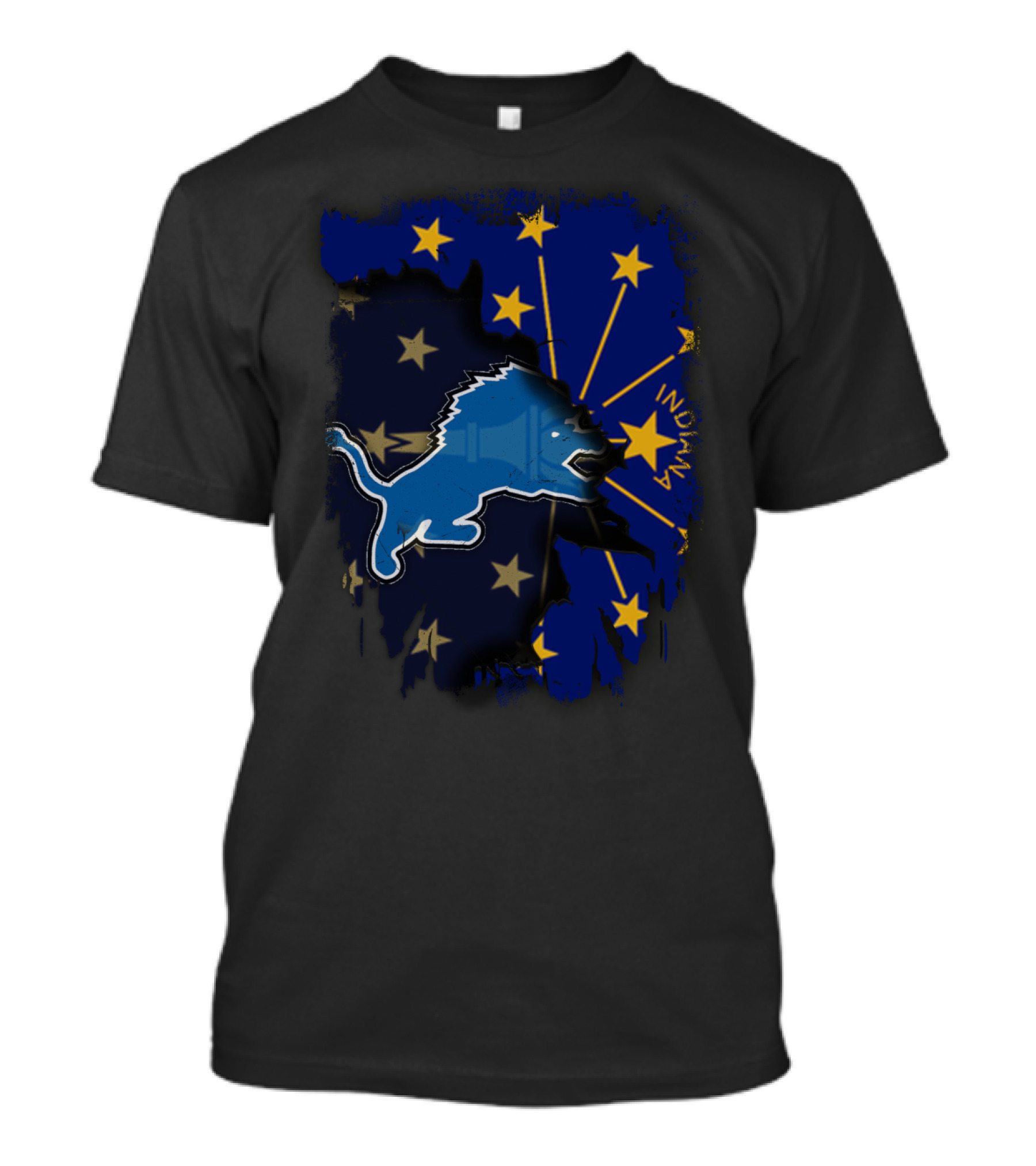Indiana Lions Emblem With State Flag Stars T-Shirt
