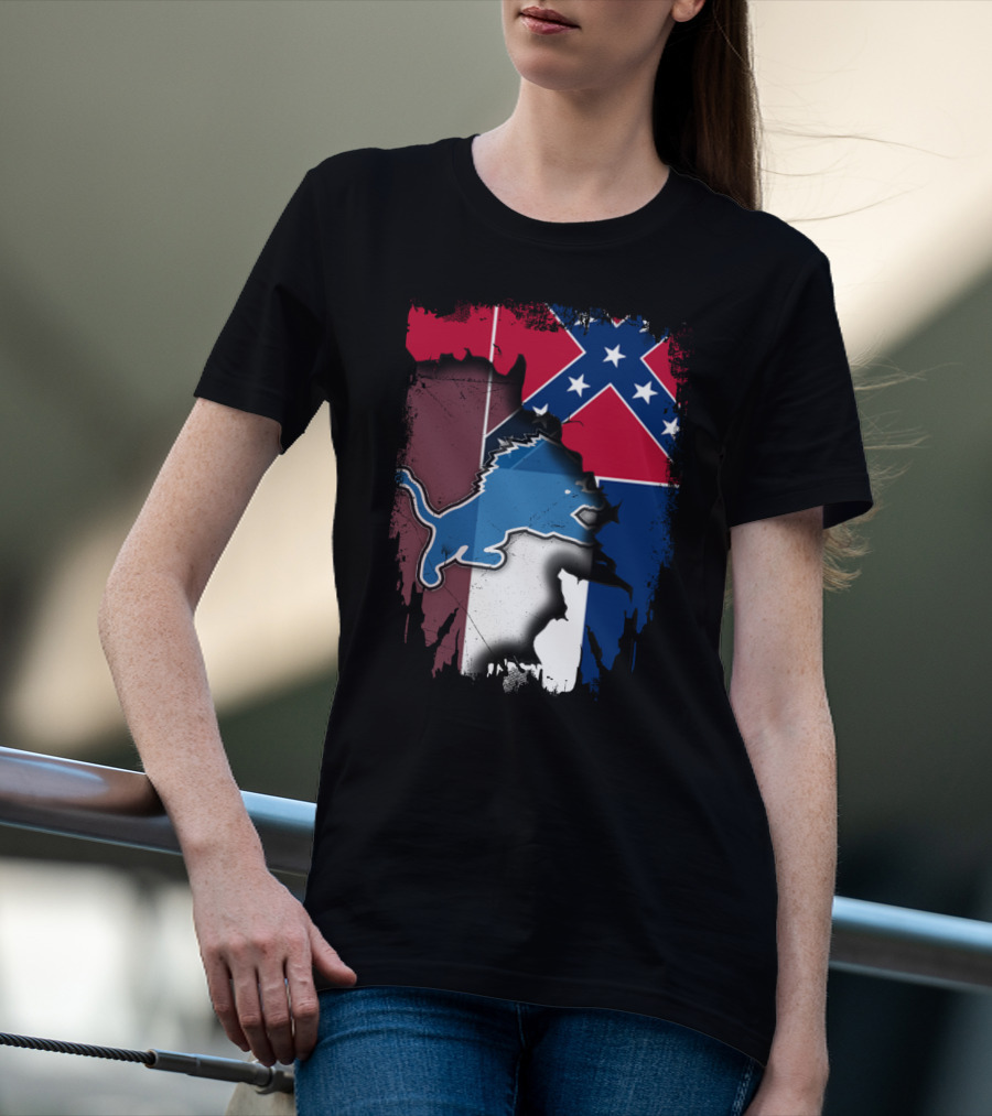 Mississippi Lions With Confederate Flag T-Shirt