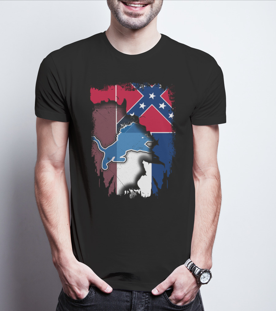 Mississippi Lions With Confederate Flag T-Shirt