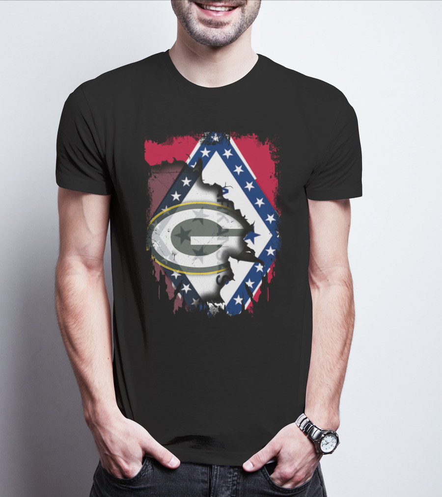 Together Arkansas Green Bay Packers Flag Fusion T-Shirt