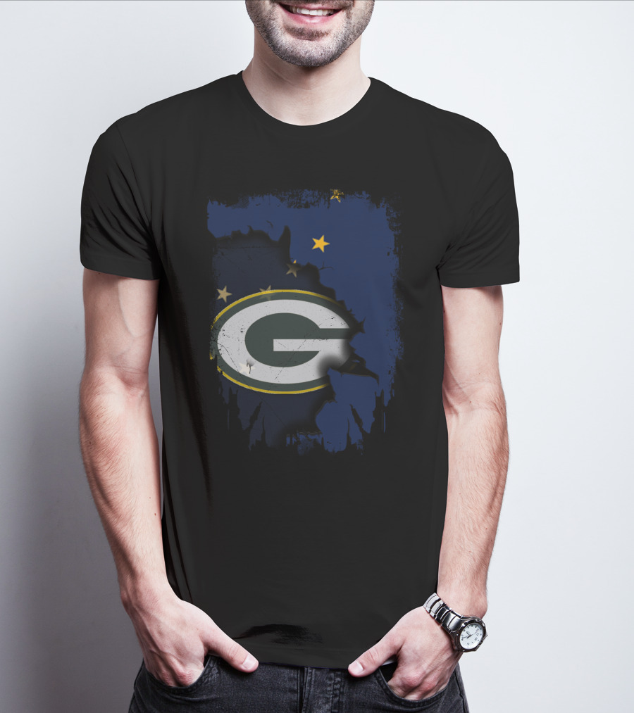 Alaska And Packers United With Green Bay Logo And Stars T-Shirt