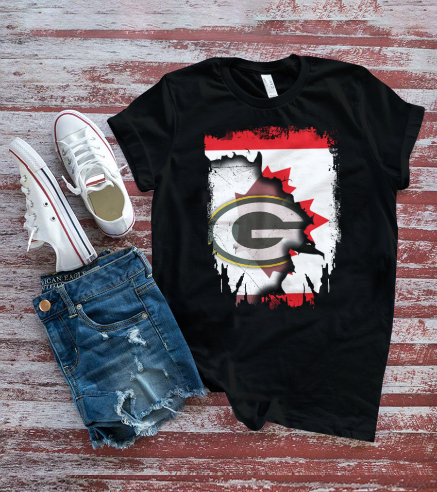Canada Green Bay Packers Flag Fusion T-Shirt