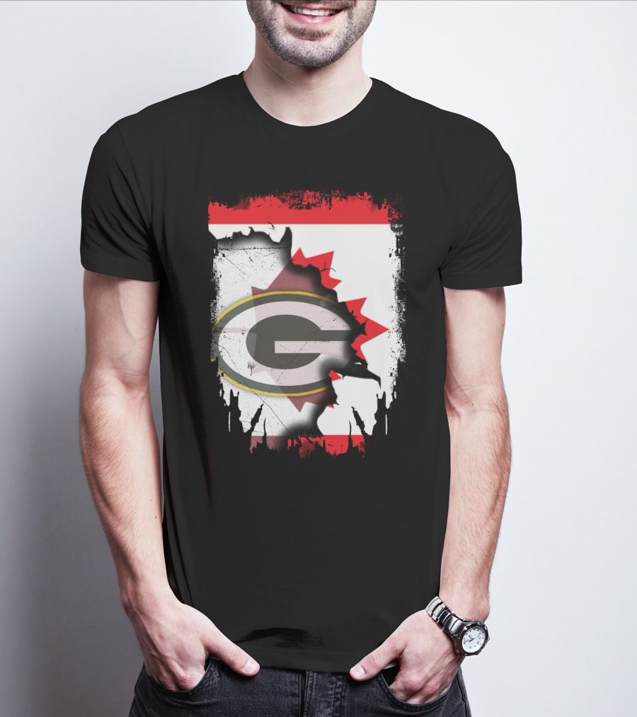 Canada Green Bay Packers Flag Fusion T-Shirt