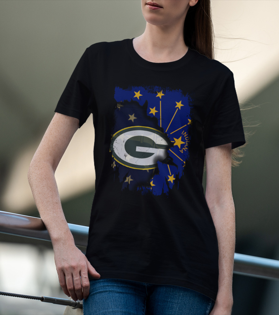 Indiana Green Bay Packers Logo Stars T-Shirt
