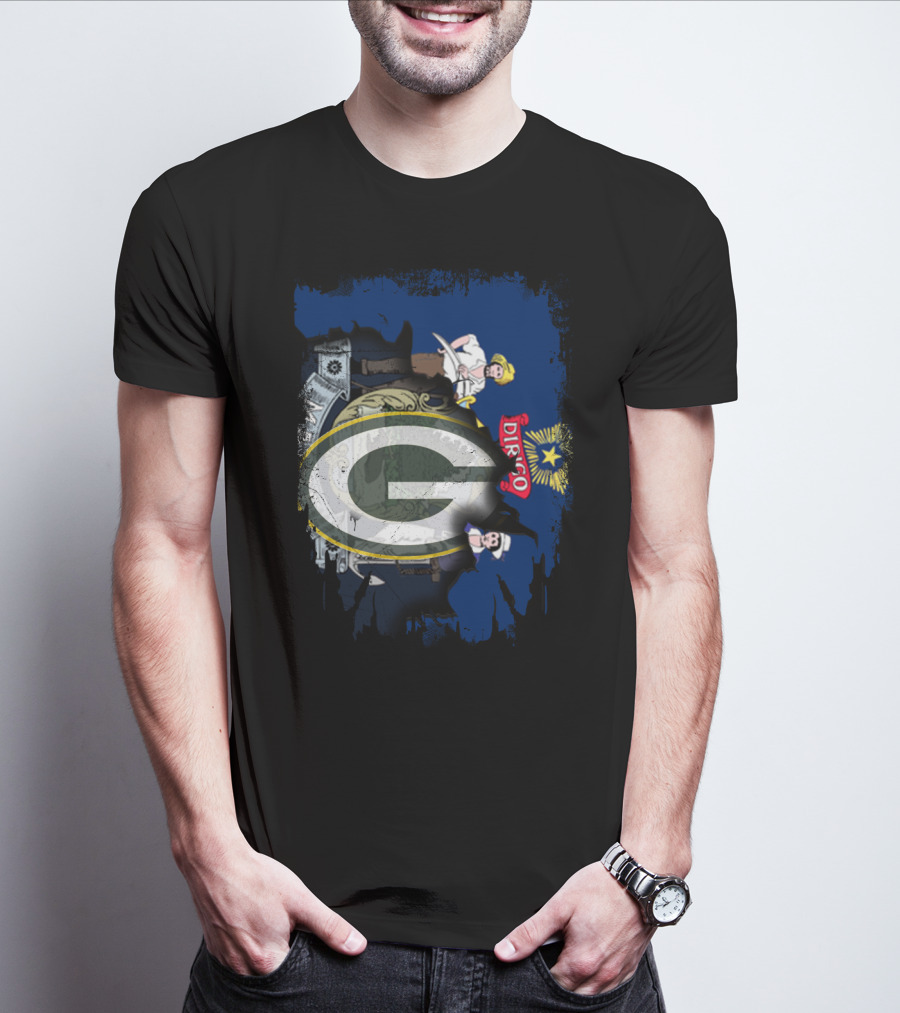 Maine State Flag With Green Bay Packers G T-Shirt