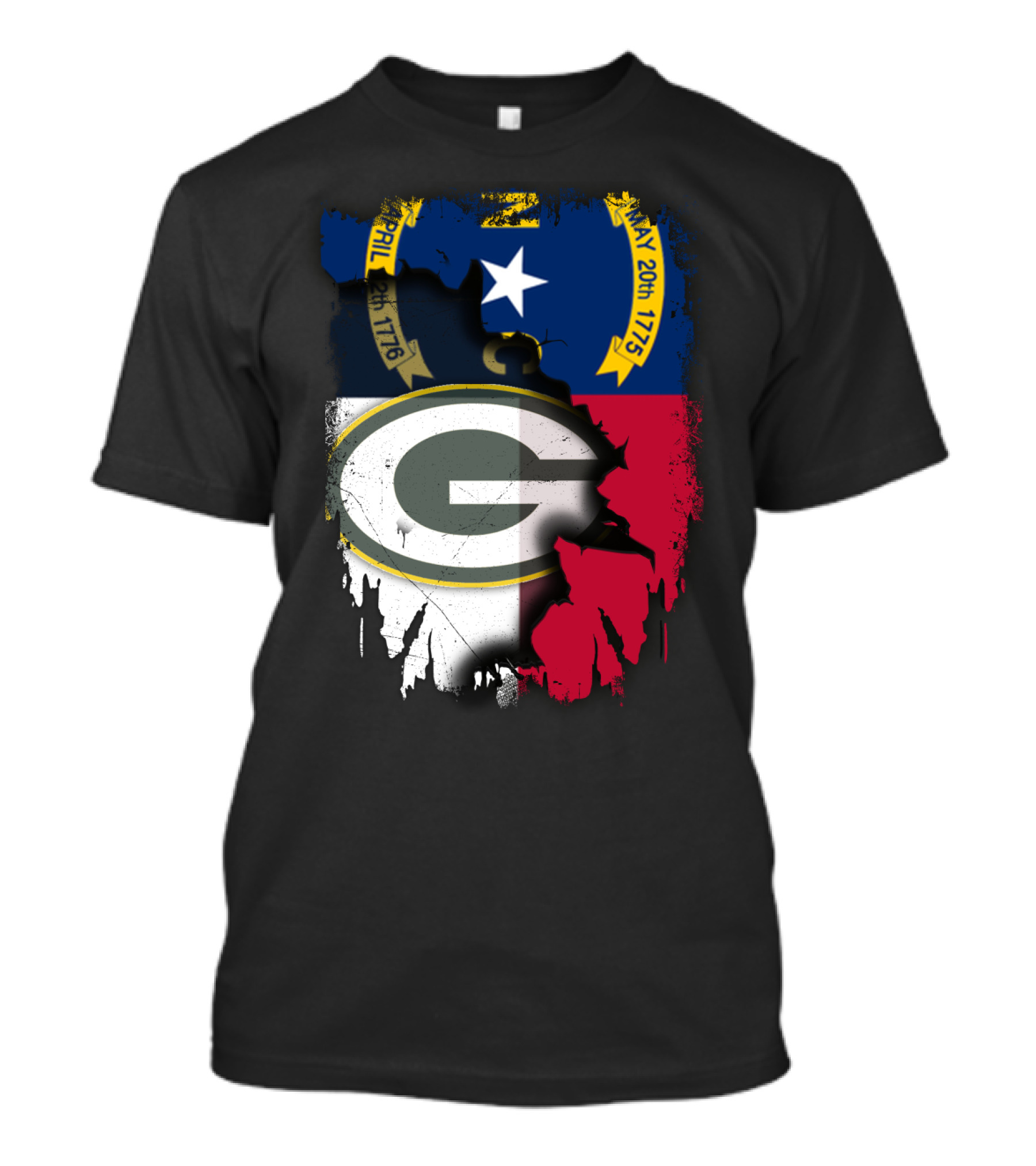 Together North Carolina Flag Green Bay Packers Collaboration T-Shirt