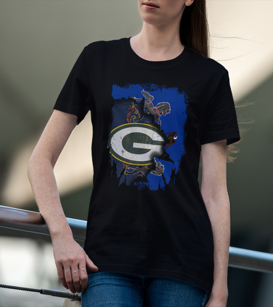Green Bay Packers Logo Over Pennsylvania State Emblem T-Shirt
