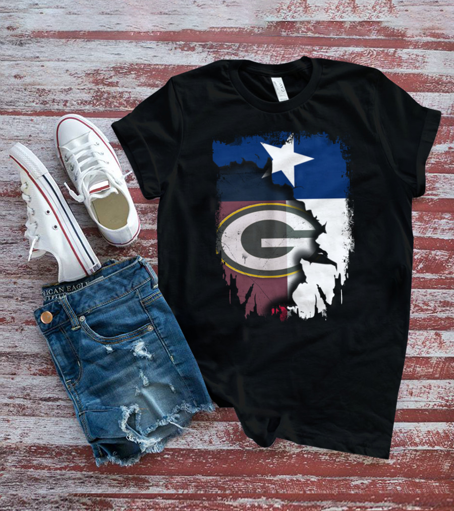 Together Texas Green Bay Packers Star Lone Star Flag T-Shirt