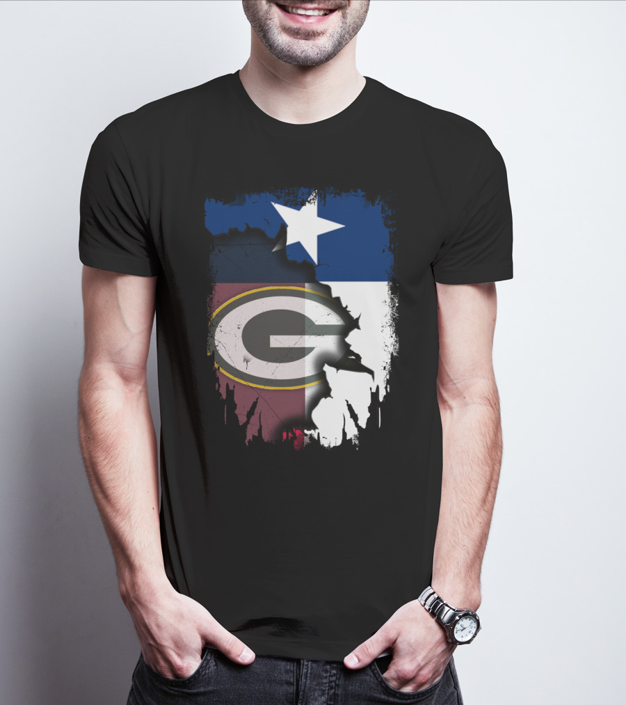 Together Texas Green Bay Packers Star Lone Star Flag T-Shirt