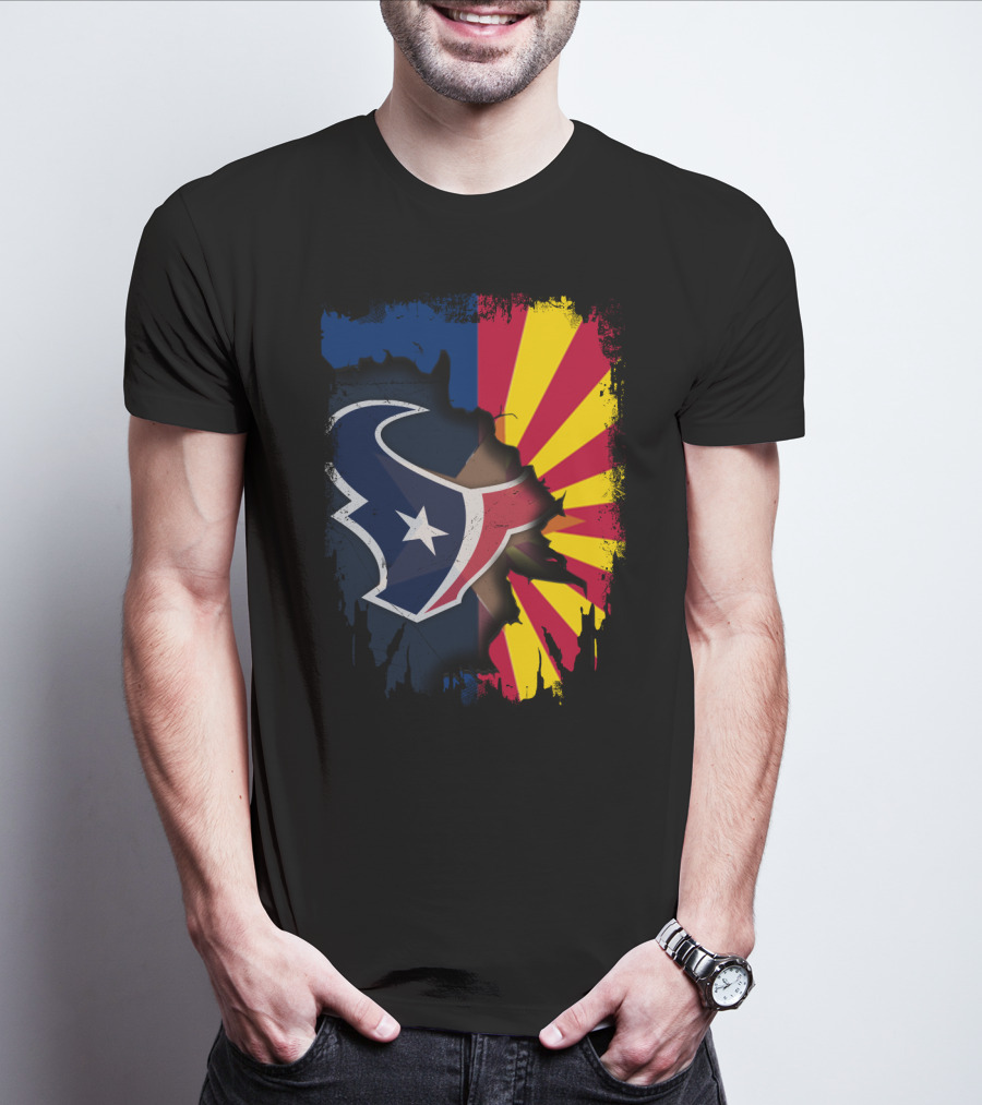 Arizona And Texans Unity With Star And Sunset Colors T-Shirt