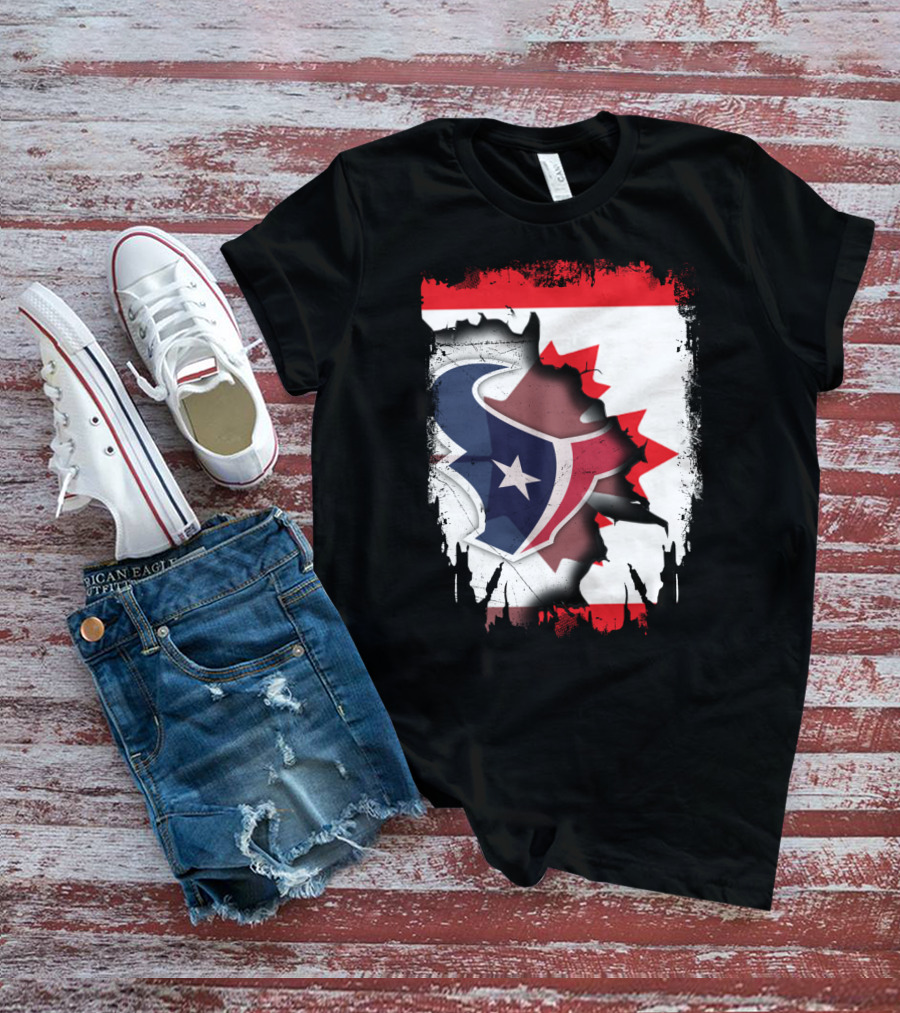 Together Canada With Texans Houston Football Emblem And Canadian Flag Integration T-Shirt