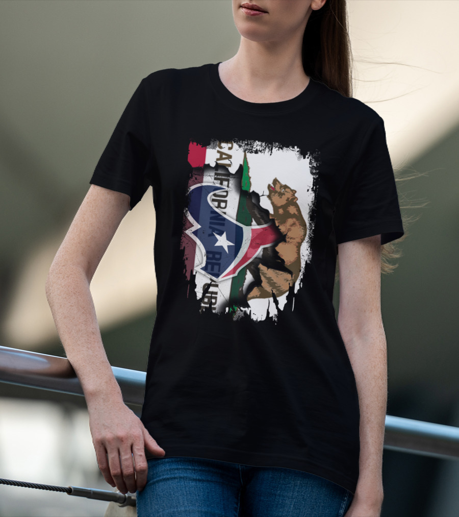 California Republic Meets Texas Emblem With Bear And Lone Star Fusion T-Shirt