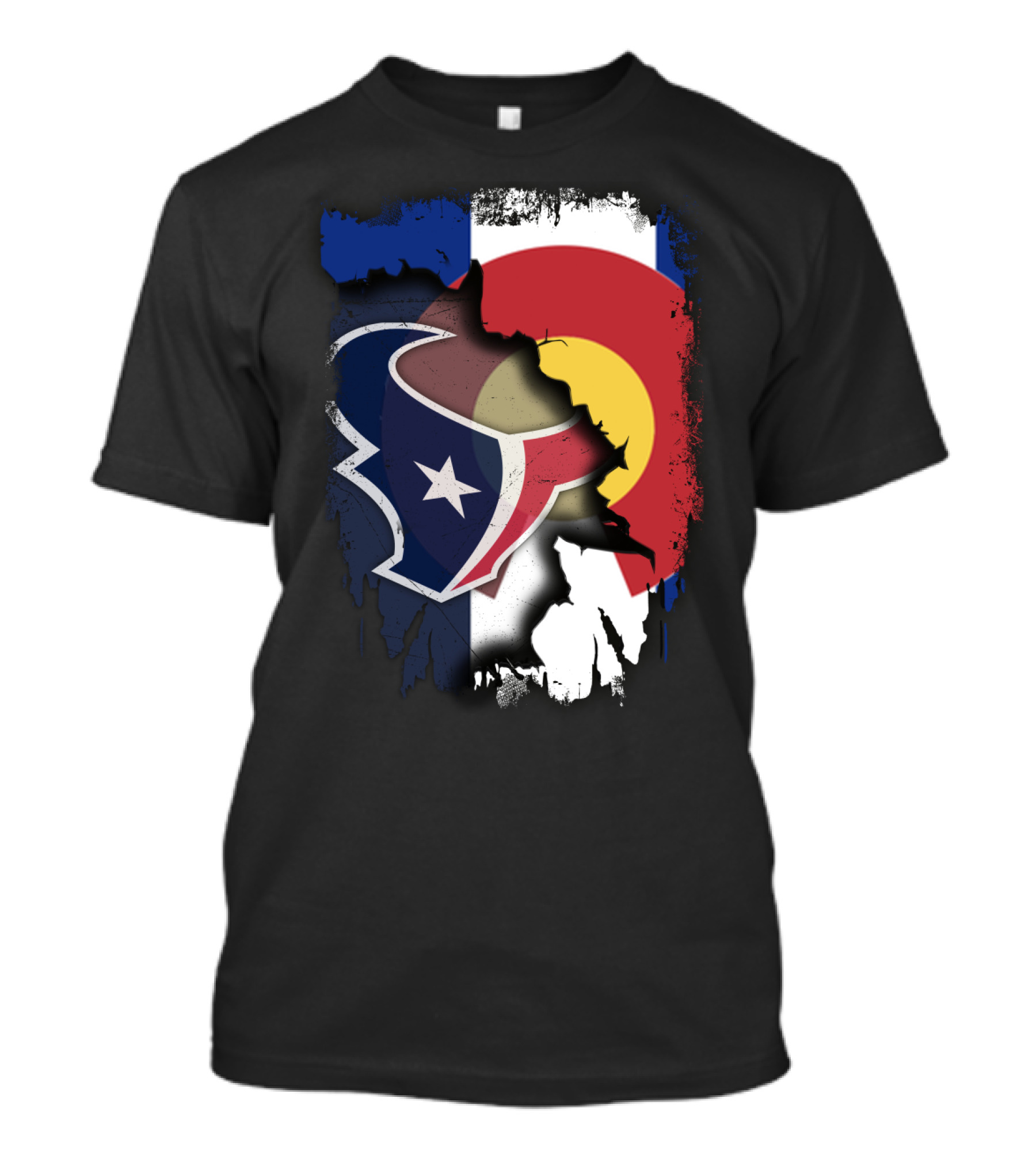 Together Colorado With Texans Flag And Houston Texans Logo Collaboration T-Shirt