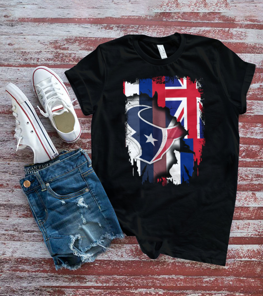 Hawaii Together With Texans Flag And Logo Collaboration T-Shirt