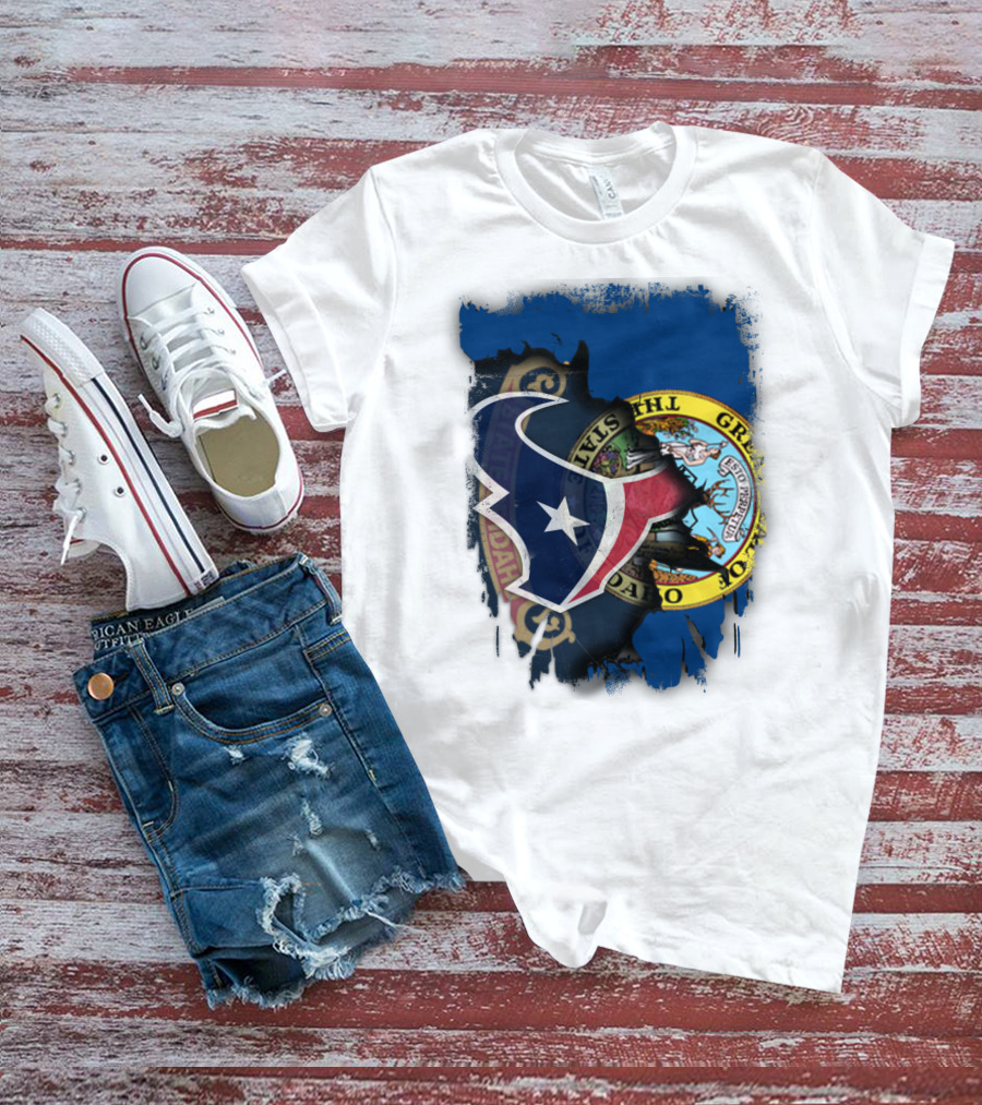 Idaho State Seal And Houston Texans Logo Fusion T-Shirt