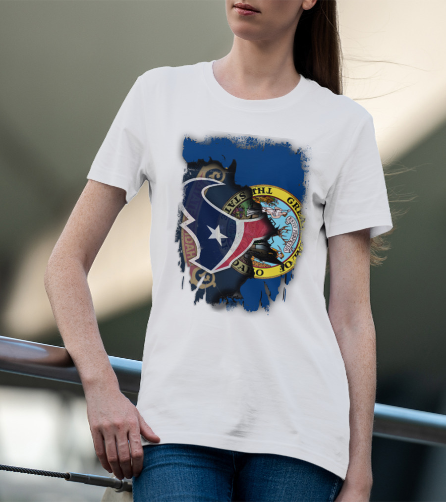 Idaho State Seal And Houston Texans Logo Fusion T-Shirt