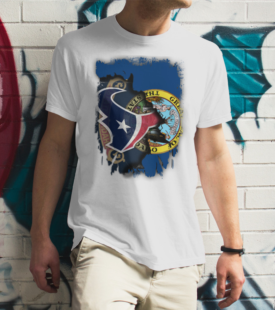 Idaho State Seal And Houston Texans Logo Fusion T-Shirt