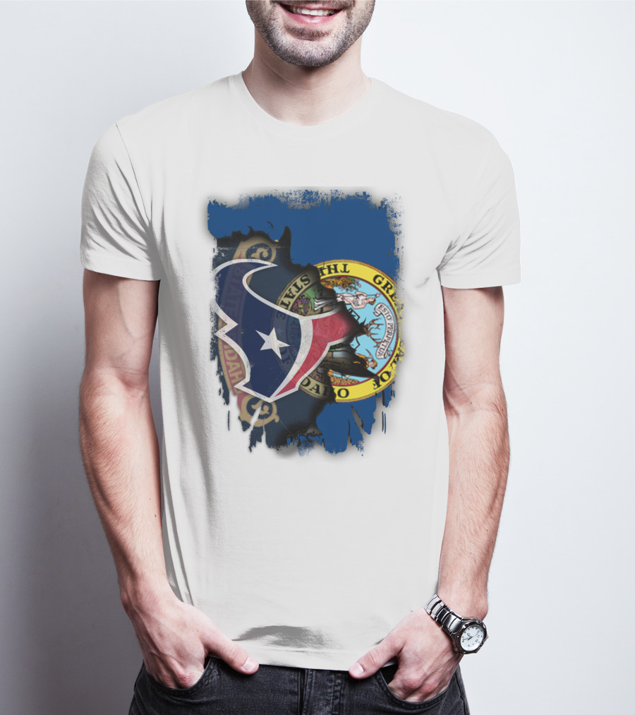 Idaho State Seal And Houston Texans Logo Fusion T-Shirt