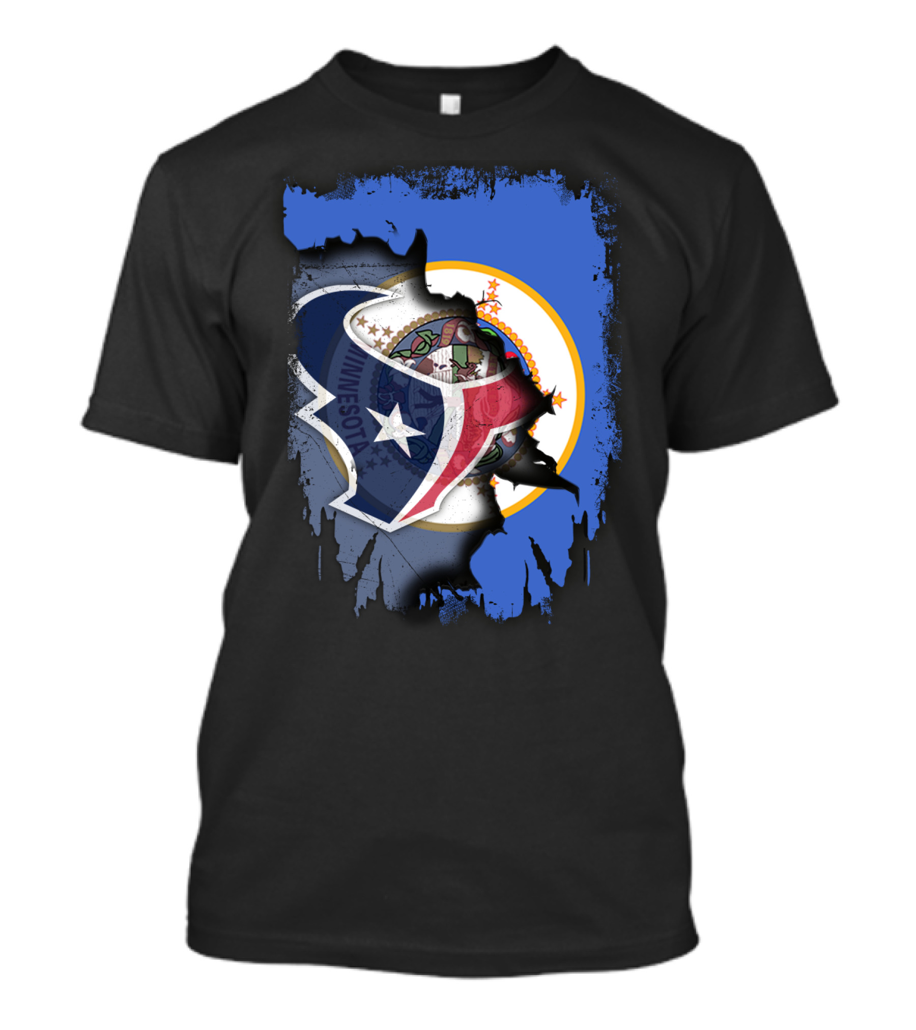Minnesota And Texans United: Shield And Seal Fusion T-Shirt