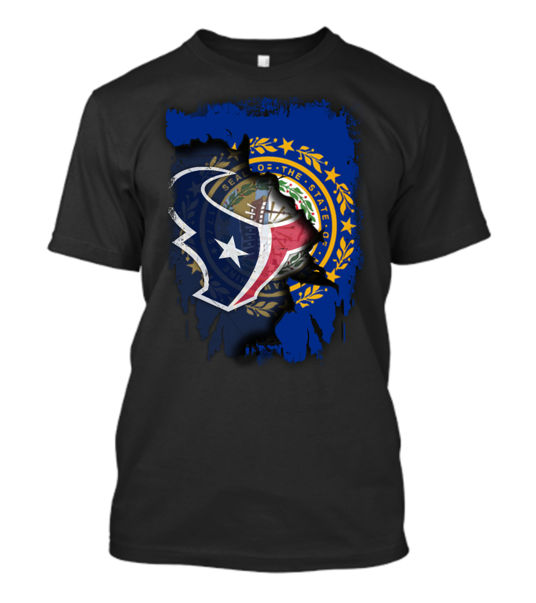 New Hampshire State Seal Blends With Texans Logo Together T-Shirt