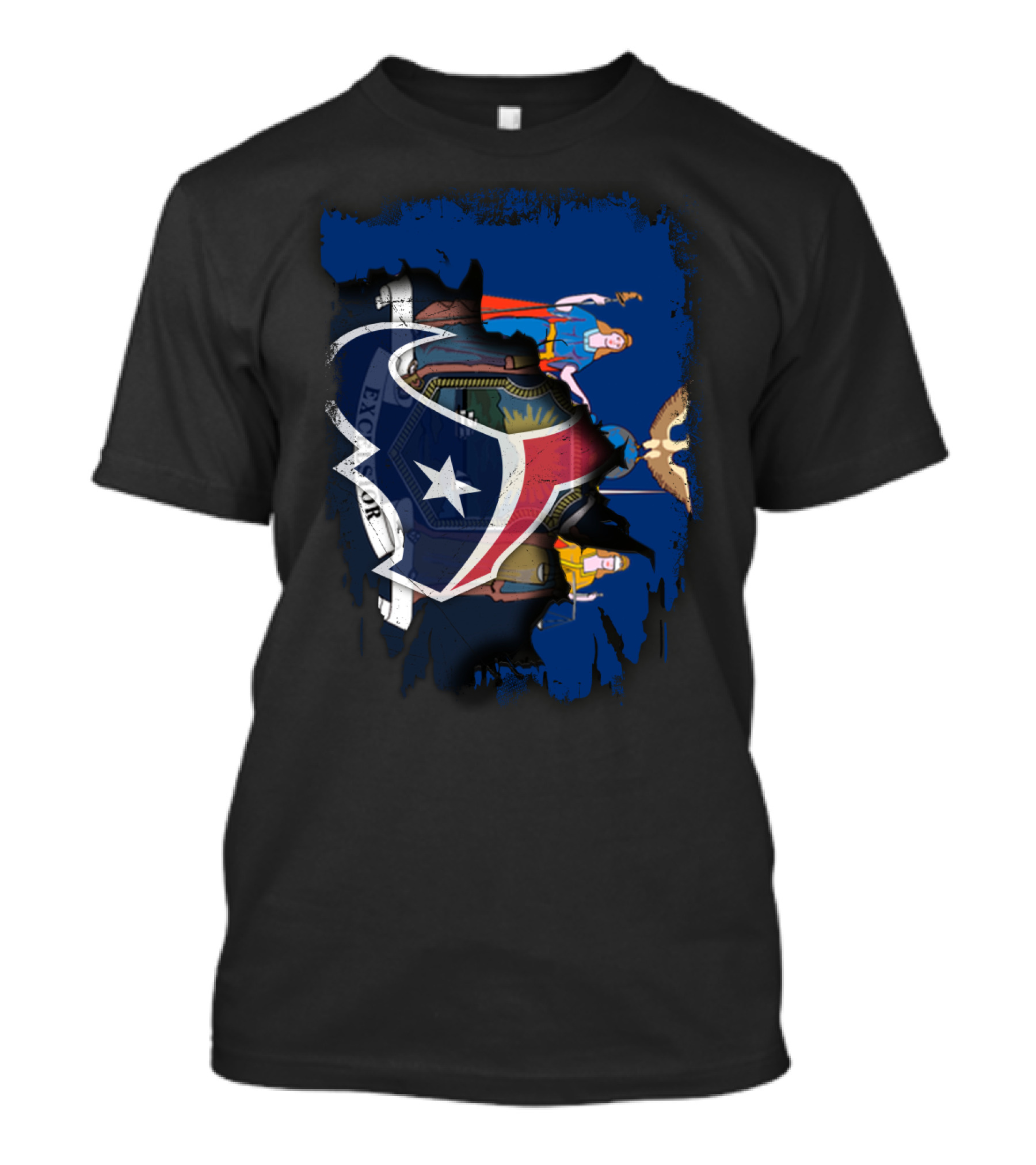 Together New York Excelsior Star Texans Flag Fusion T-Shirt