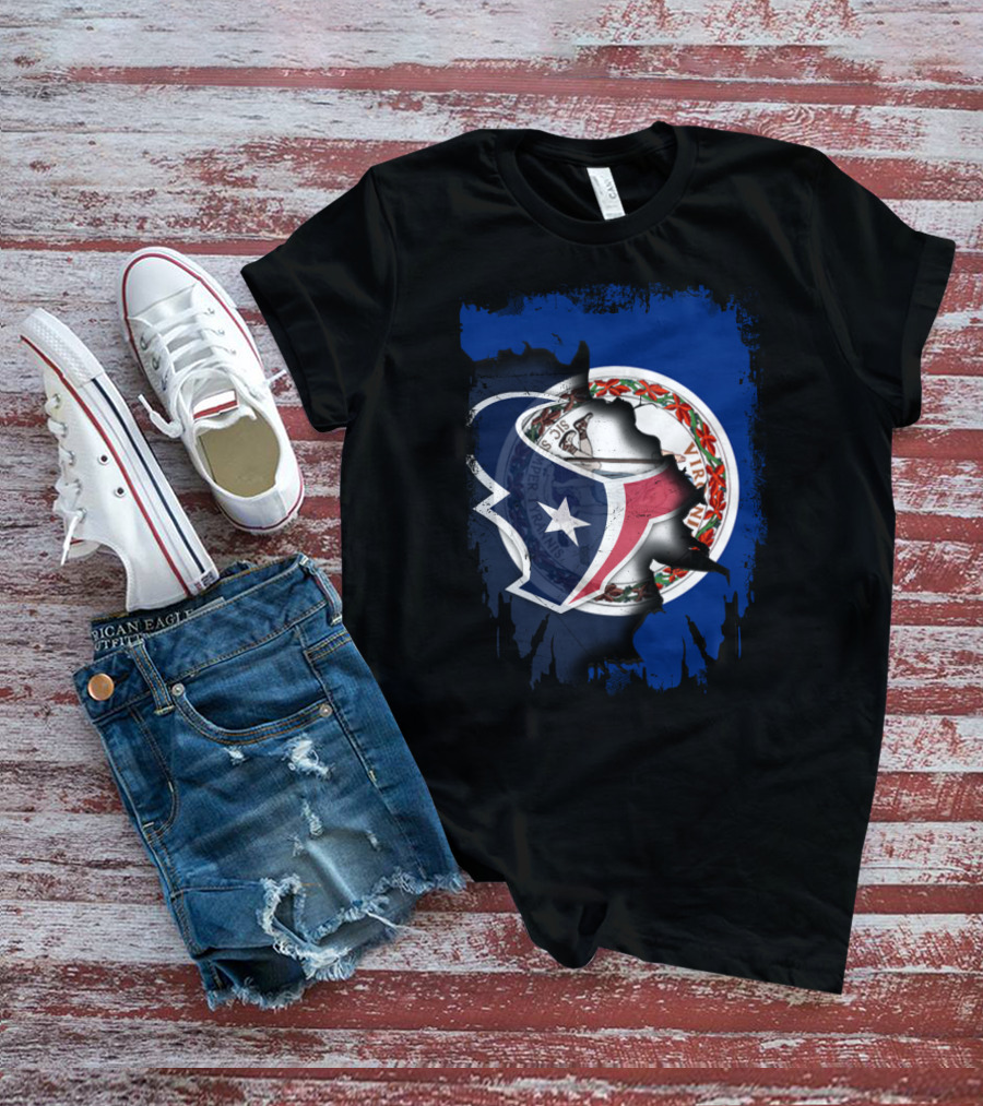 Virginia And Texans United With State And Football Pride T-Shirt
