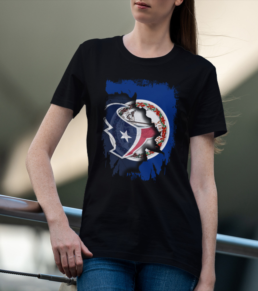 Virginia And Texans United With State And Football Pride T-Shirt