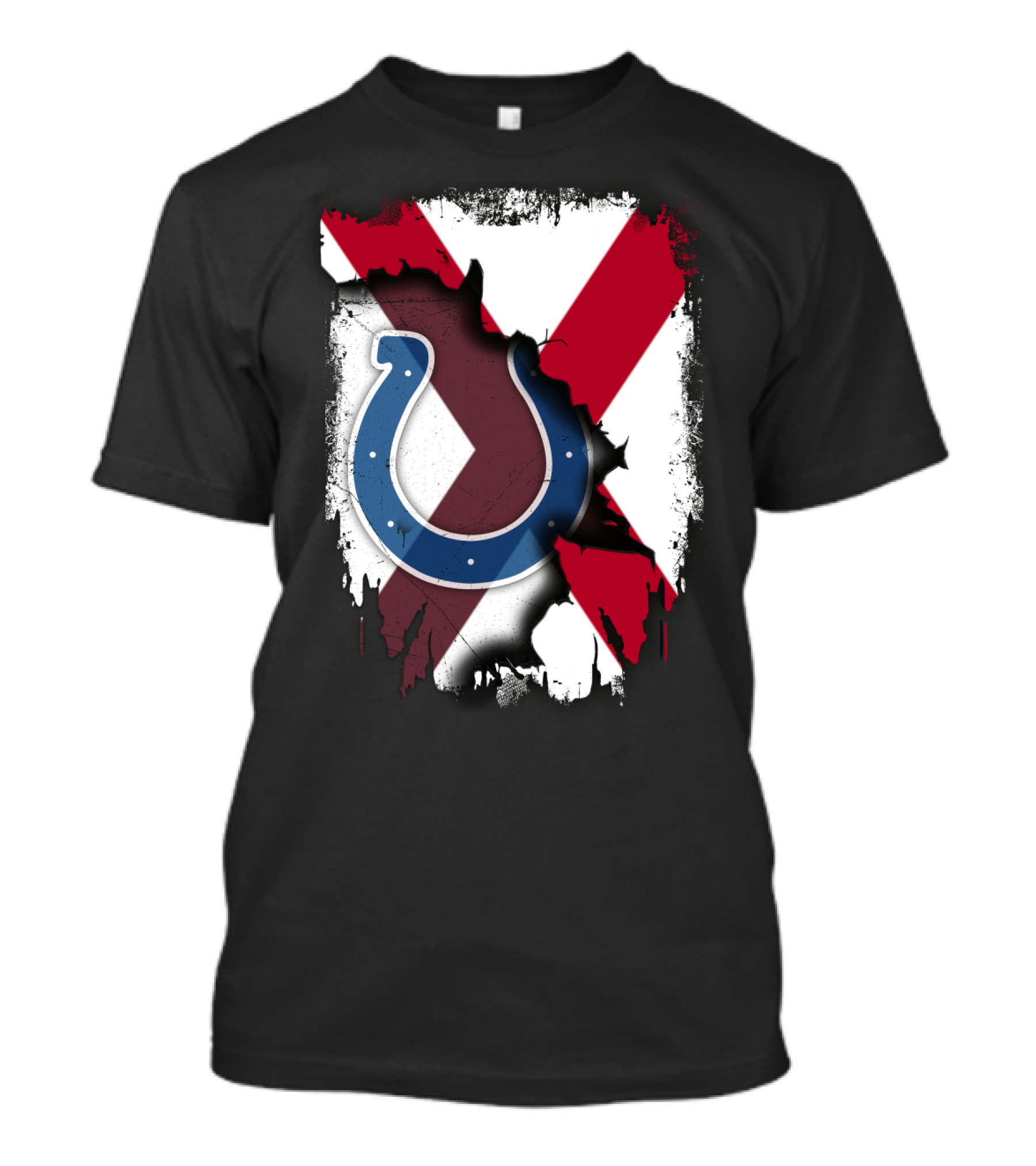 Alabama Flag With Indianapolis Colts Horseshoe T-Shirt