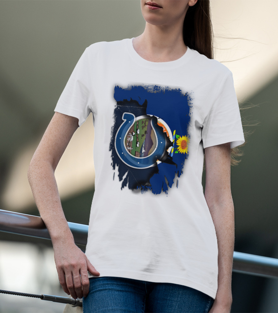 Kansas Colts Union With State Flag Sunflower T-Shirt
