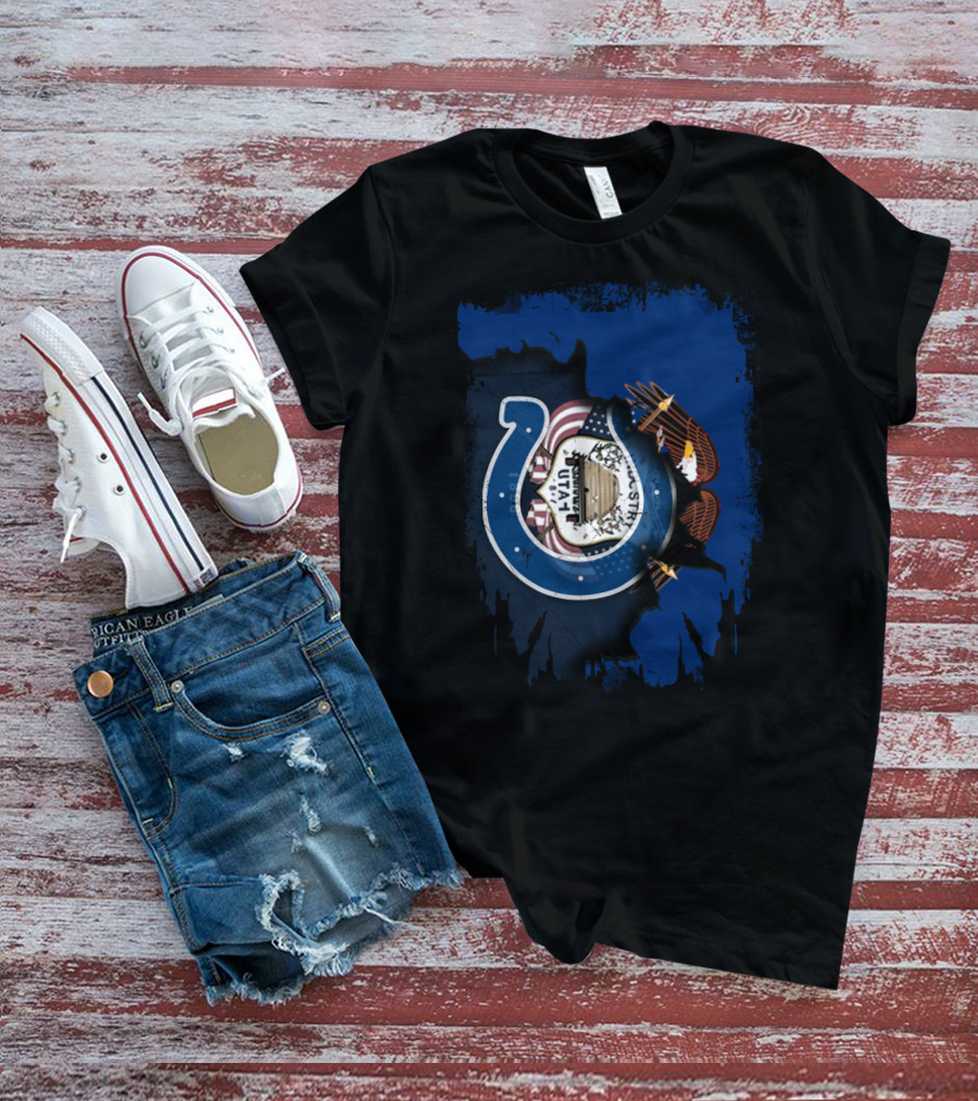 Utah Colts American Flag Eagle Horseshoe T-Shirt