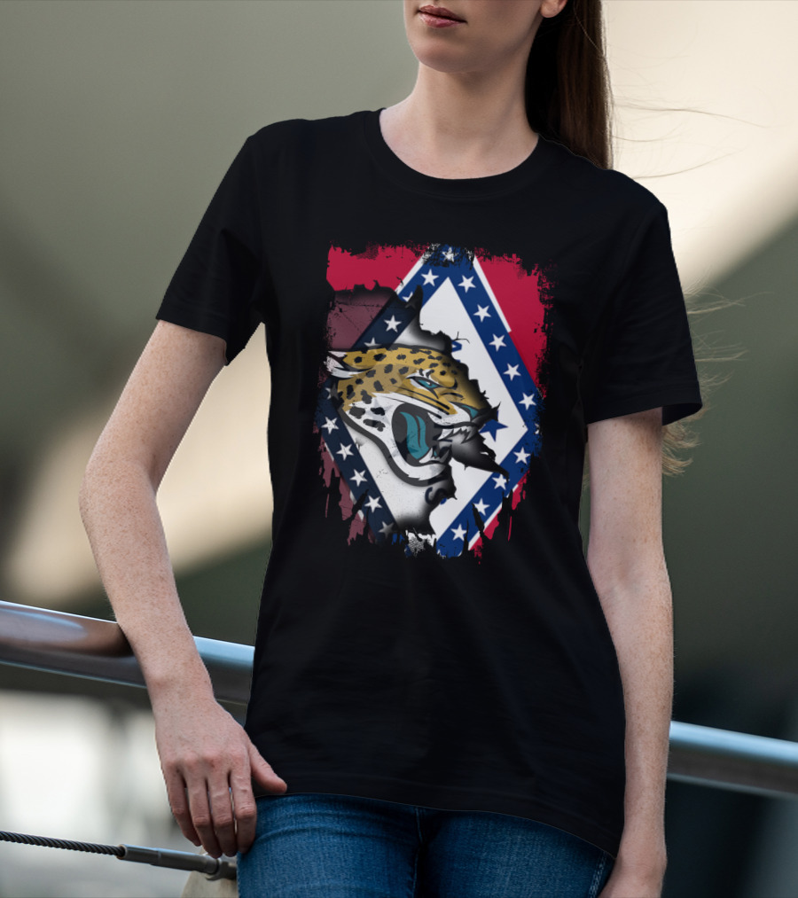 Arkansas Flag With Jaguars Logo Integration T-Shirt