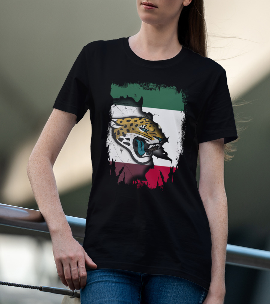 Together Mexico With Jaguars Flag And Fierce Face T-Shirt