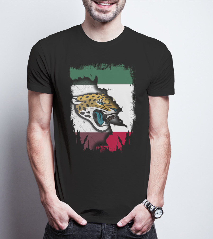 Together Mexico With Jaguars Flag And Fierce Face T-Shirt