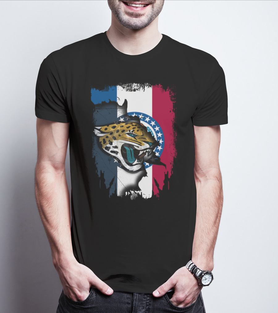 Missouri Flag With Jaguars Roaring Spirit T-Shirt