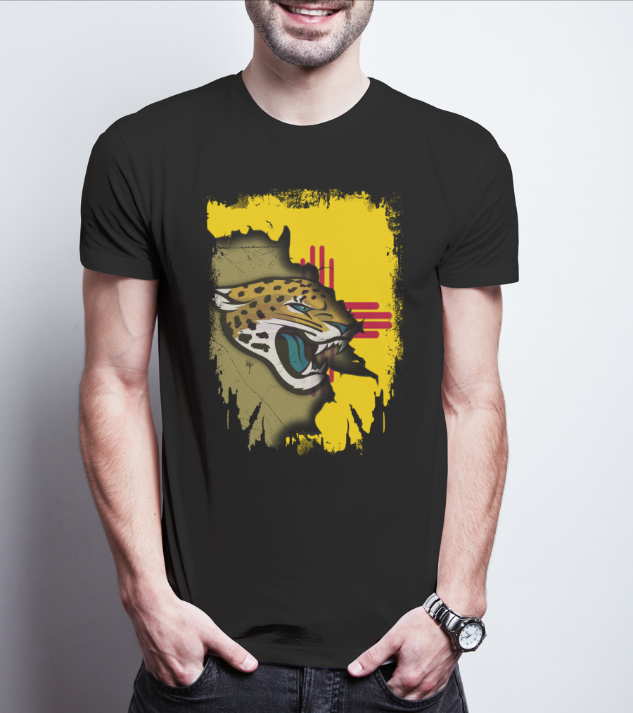 Together New Mexico With Jaguars Zia Symbol Background T-Shirt