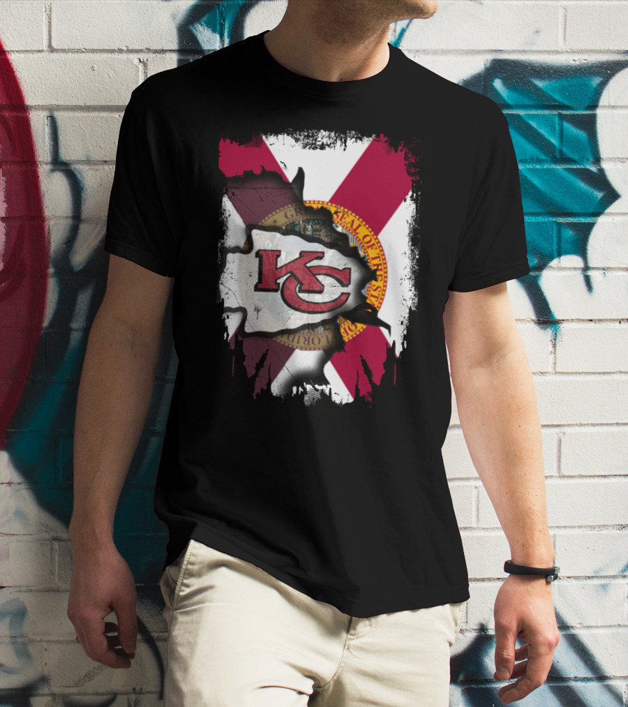 Florida State Flag With KC Chiefs Logo Integration T-Shirt