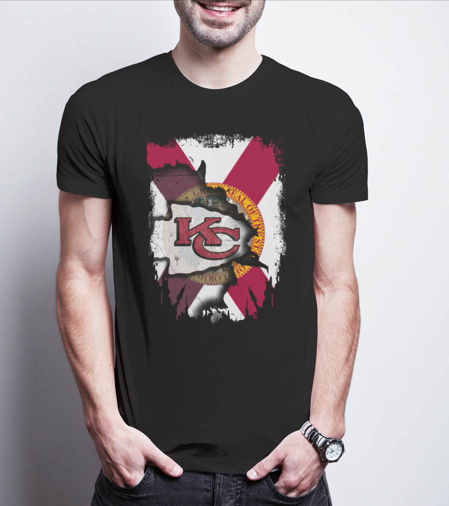 Florida State Flag With KC Chiefs Logo Integration T-Shirt