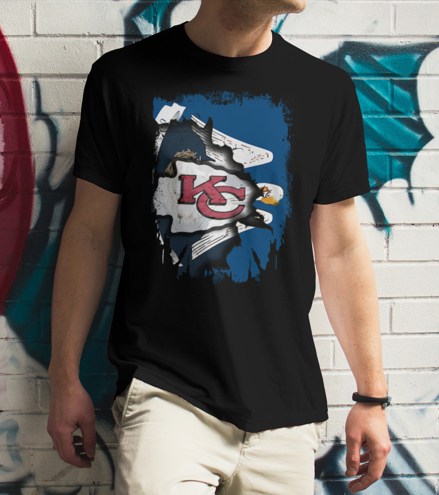 Together Louisiana With Kansas City Chiefs And Bald Eagle T-Shirt