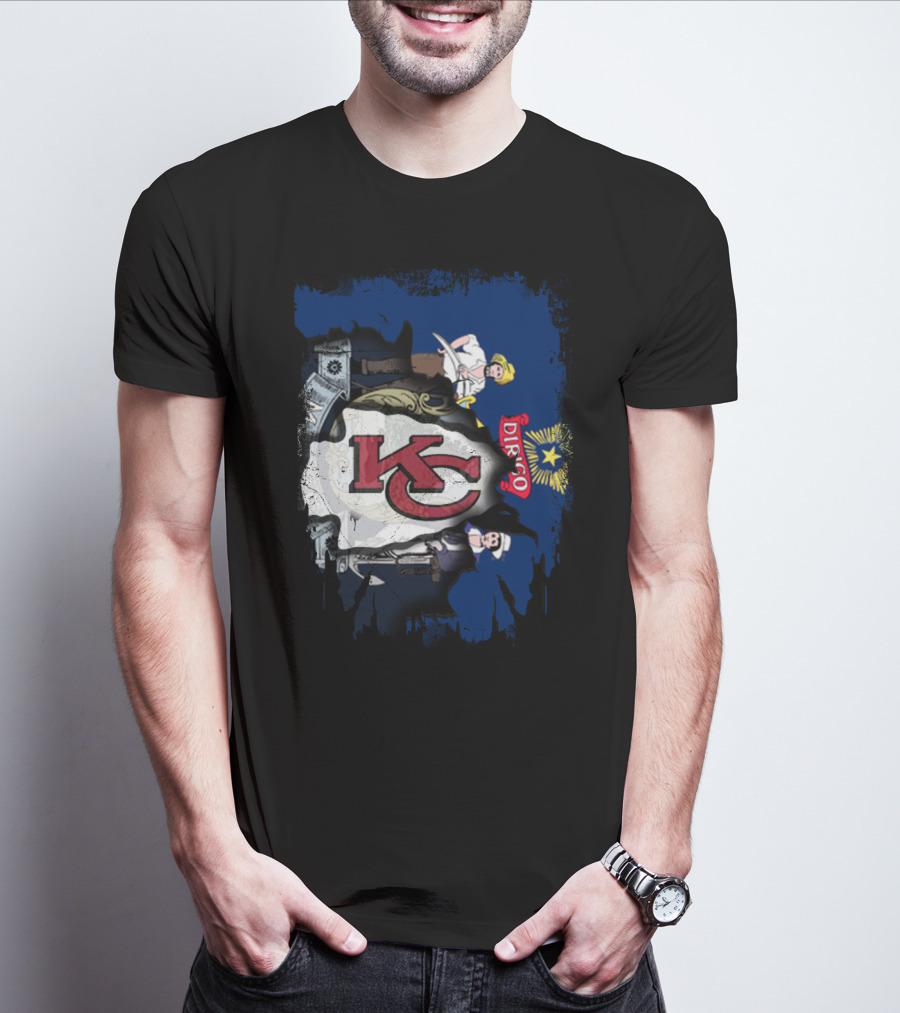 Dirigo Maine KC Chiefs Vintage Flag Mashup T-Shirt